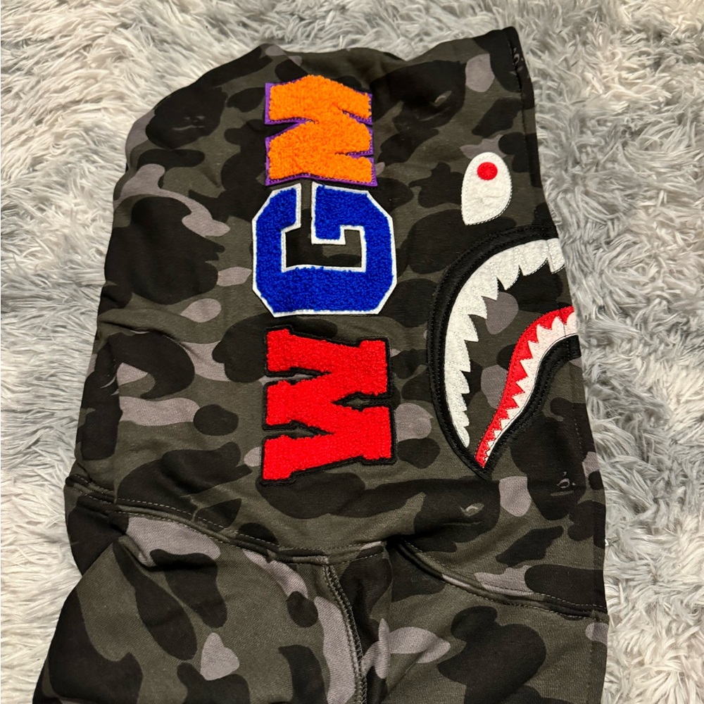 BAPE Color Camo Shark Gray Full Zip Hoodie Mens Size Large - Picture 4 of 6
